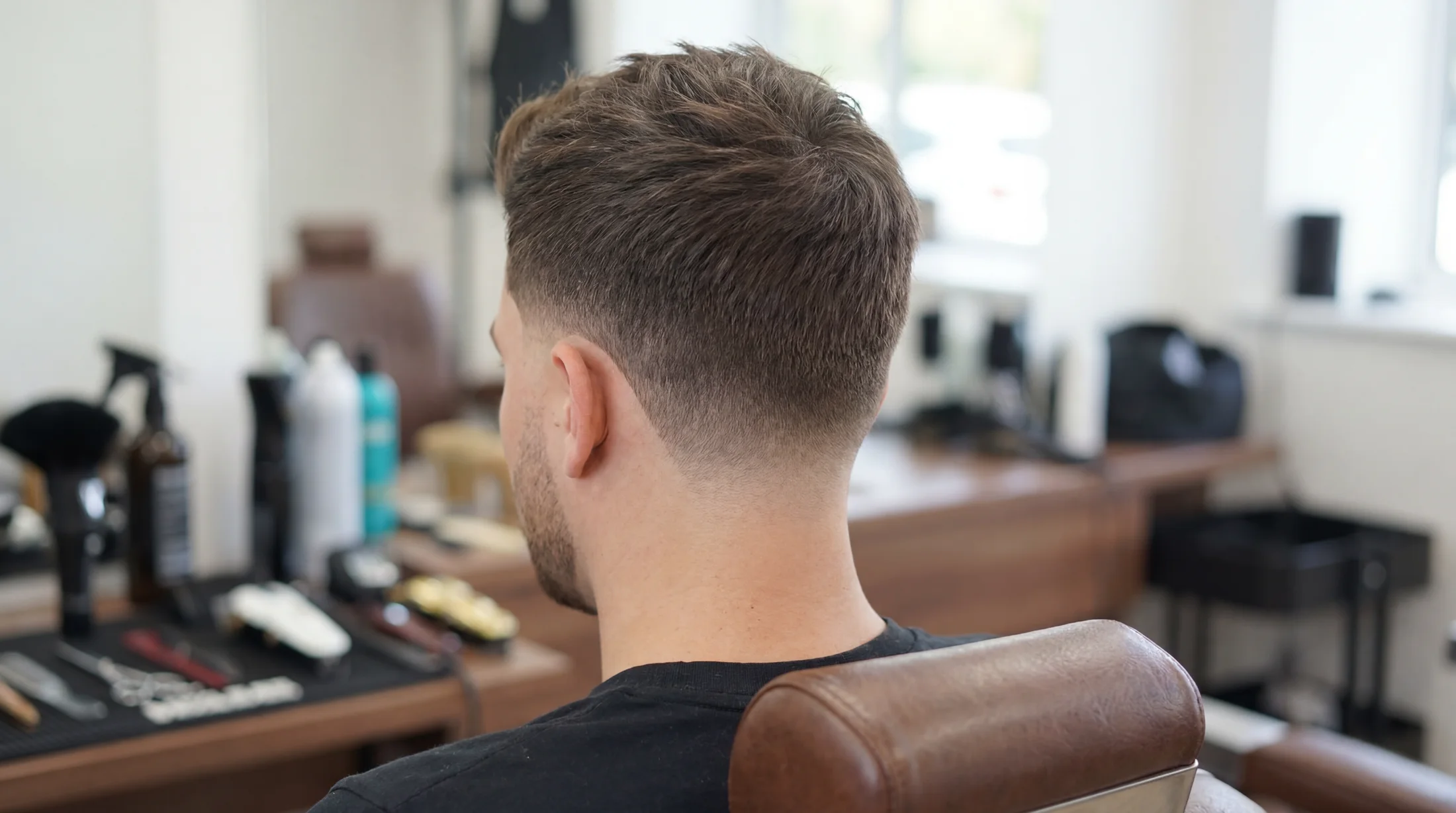 Back view of a clean skin fade haircut