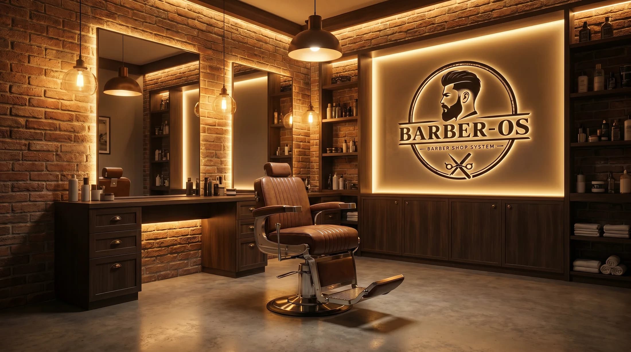 Barber cutting a client's hair inside a busy barbershop